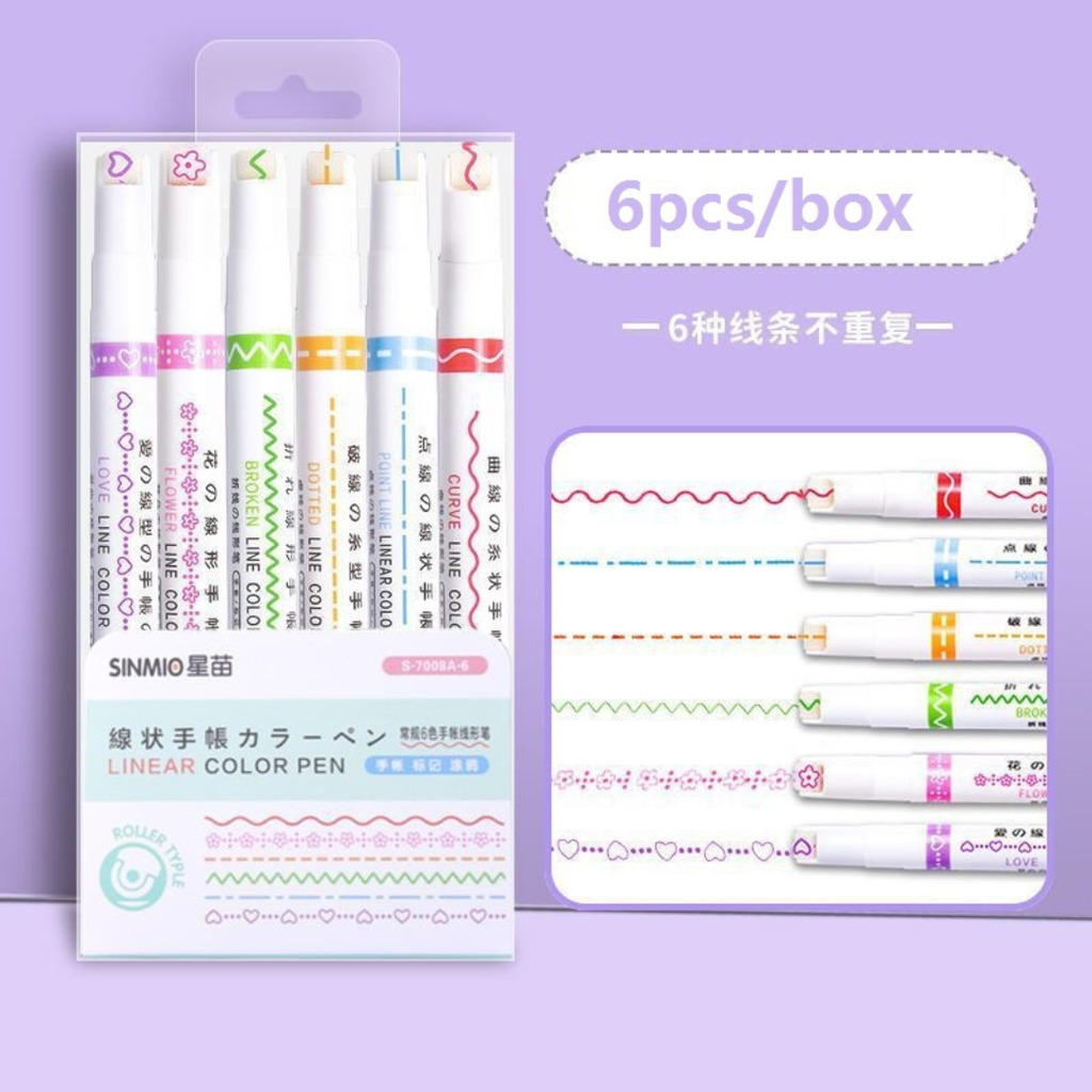 Stylo surligneur de courbe 6 pièces