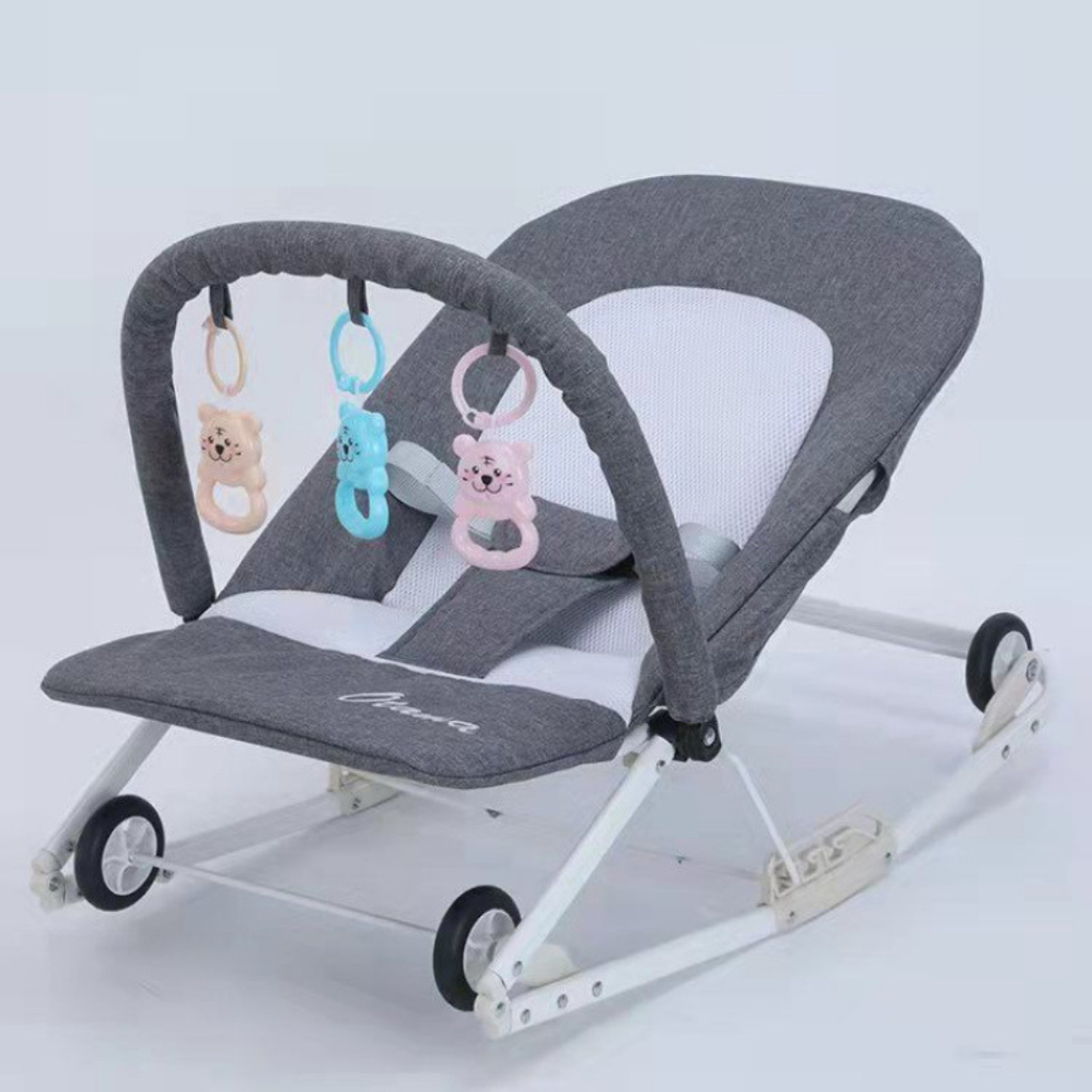 Transat Bébé à Bascule 3-en-1 avec Roues et Moustiquaire